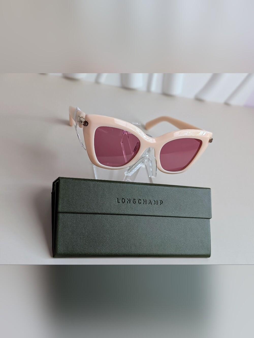 Longchamp Women's Pink Cat-Eye Sunglasses with Rose Lenses